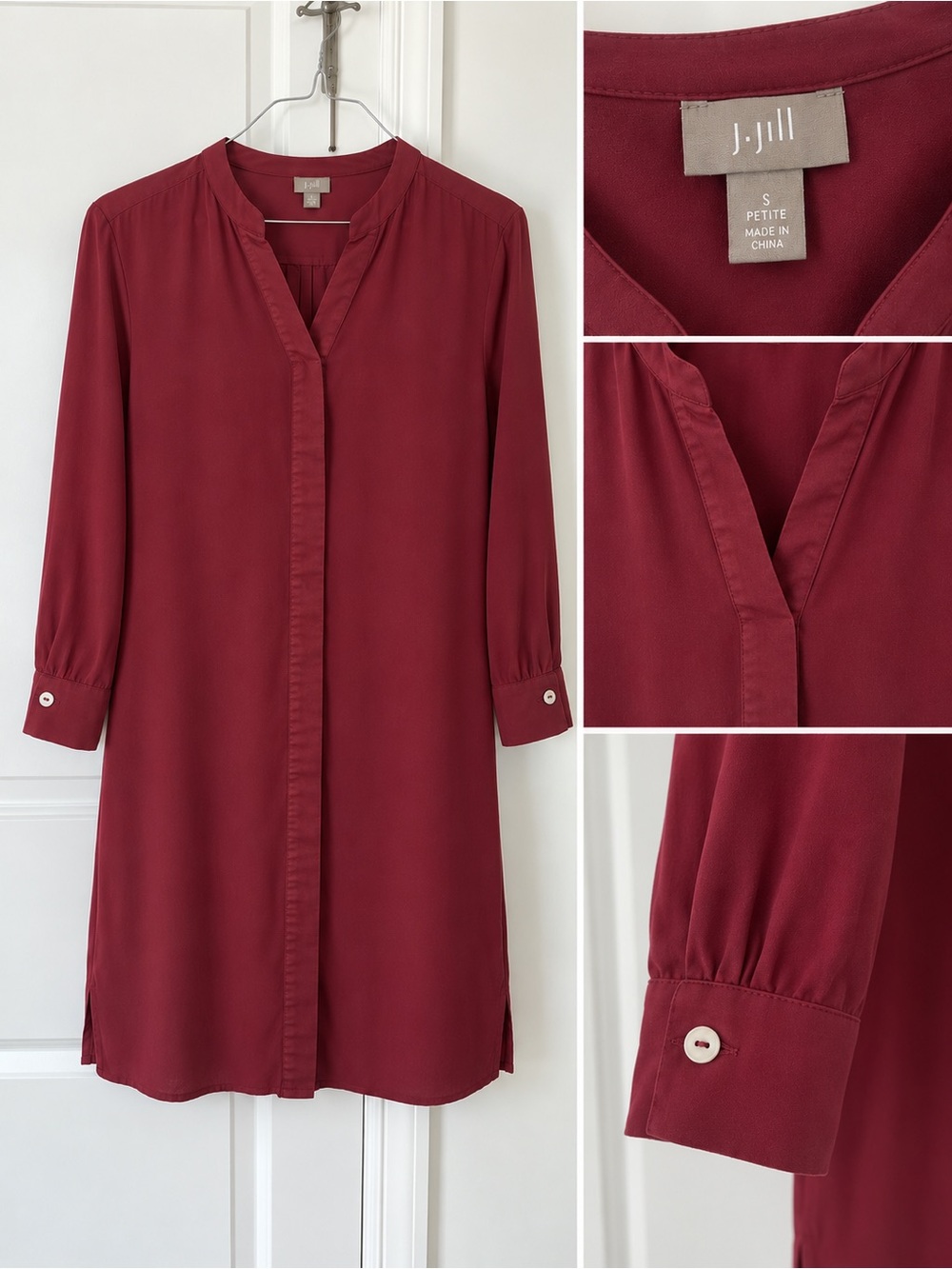 J. Jill Petite Long-Sleeve Tunic Dress in Wine